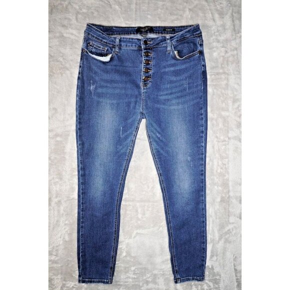 Judy Blue Women's 15/32 High Rise Tummy Control Top Skinny Jeans Dark Wash Jeans - Picture 6 of 15